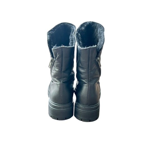 Avellini Shearling Lined Leather Boots Fold Down Black Lug Sole EU 40 USA 9 - Picture 8 of 10